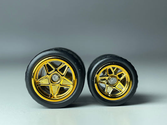 Staggered Gold 5 Spoke Star Real Rider Wheels